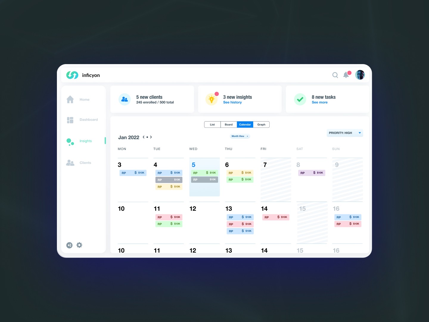 Halcyon final design screens and dashboard