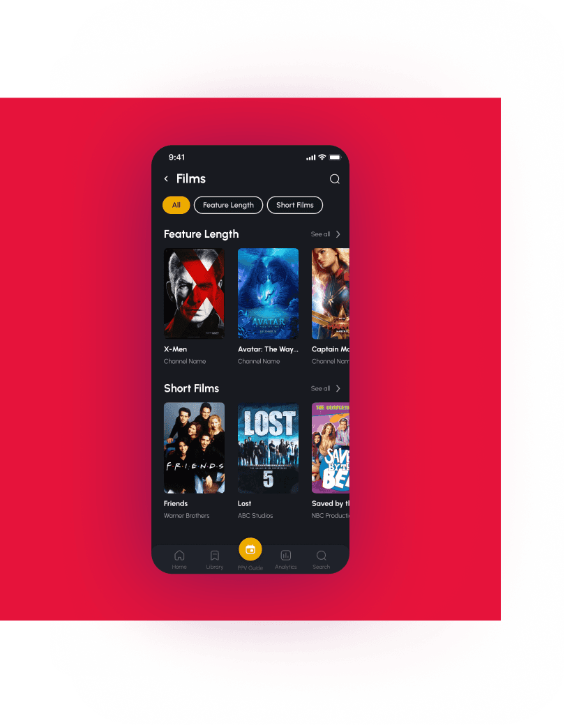 IndiTV entertainment product interface screen