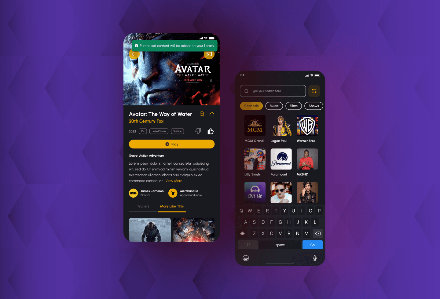 IndiTV final design screens and dashboard
