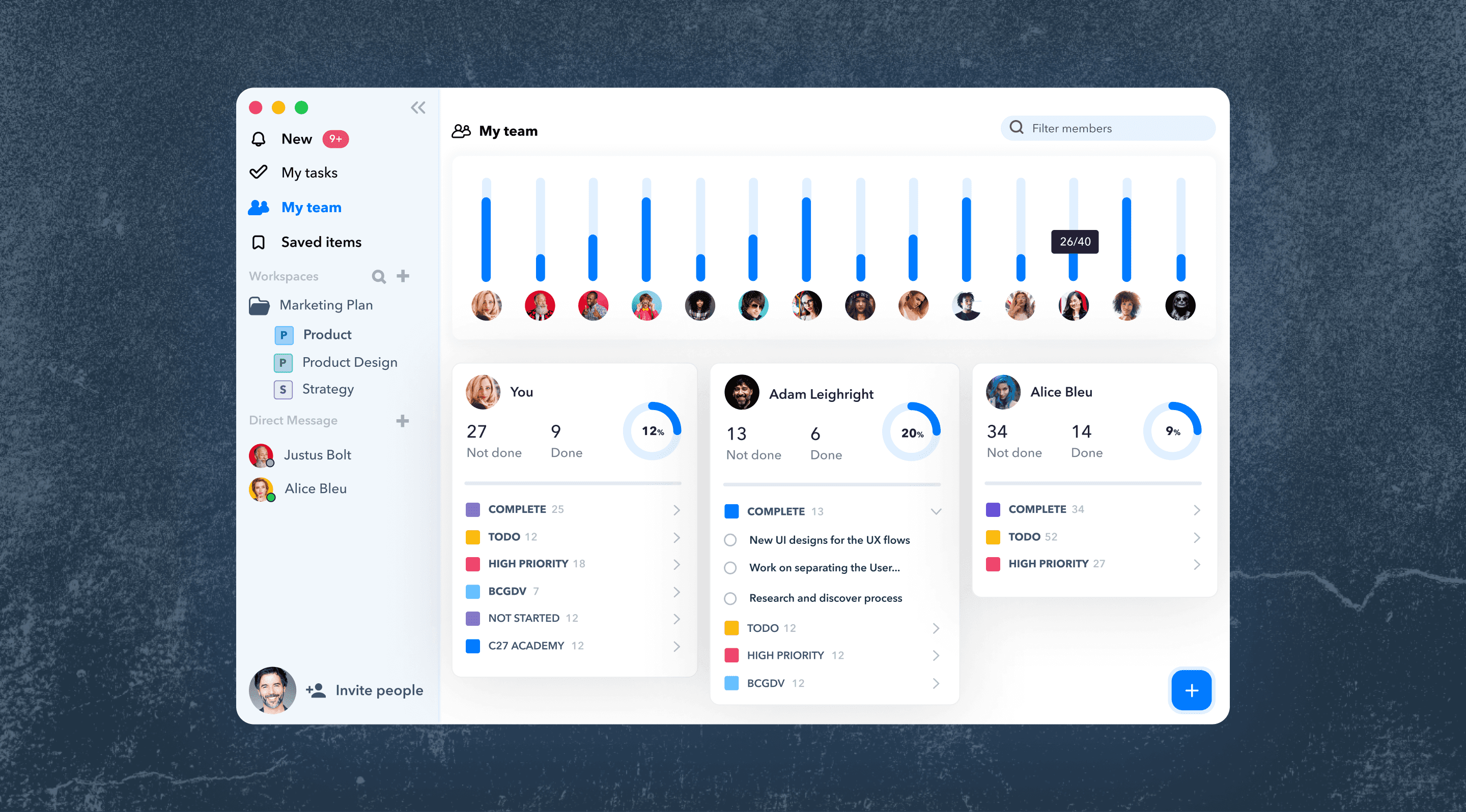 Heycollab final design screens and dashboard