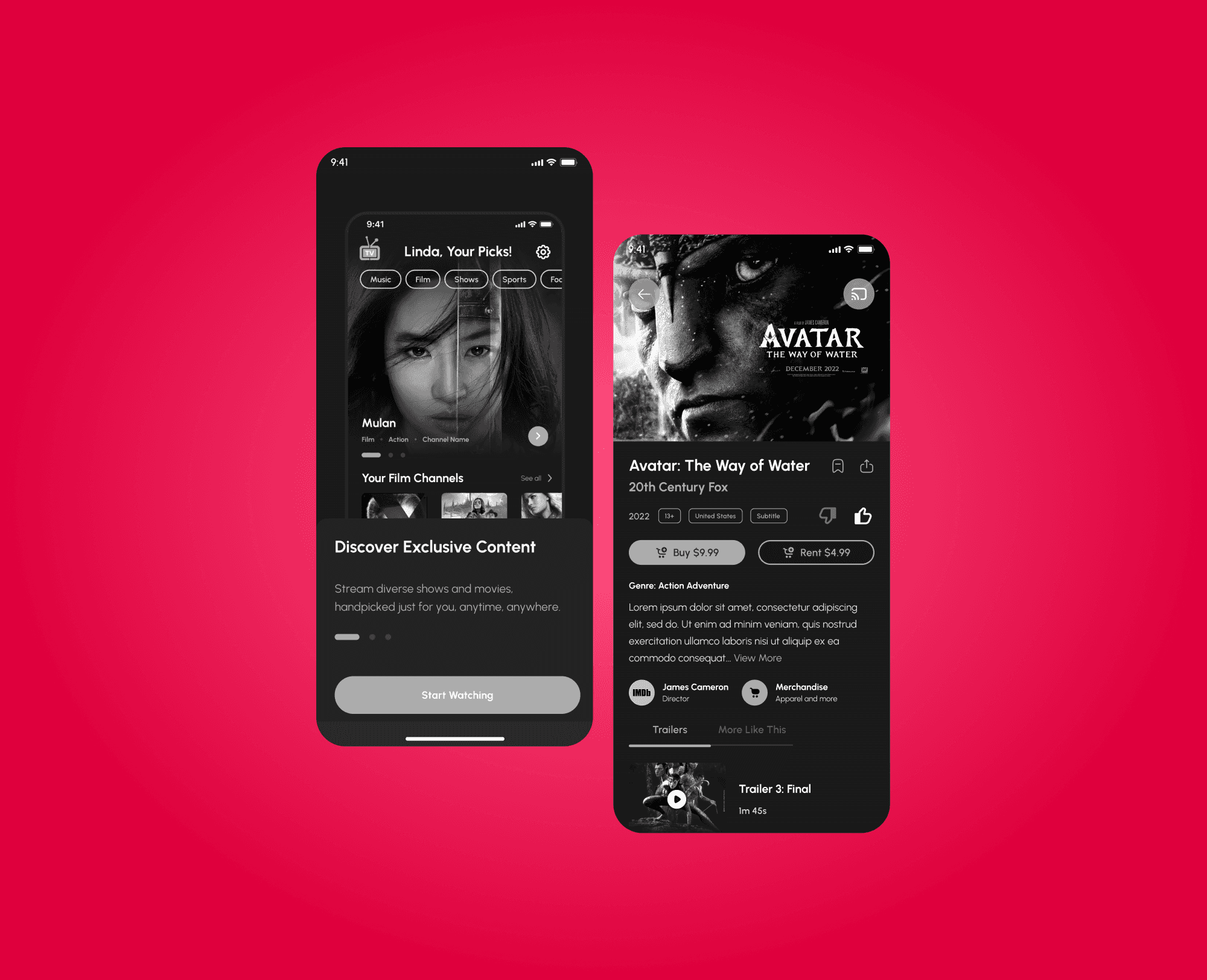 IndiTV wireframes and information architecture exploration